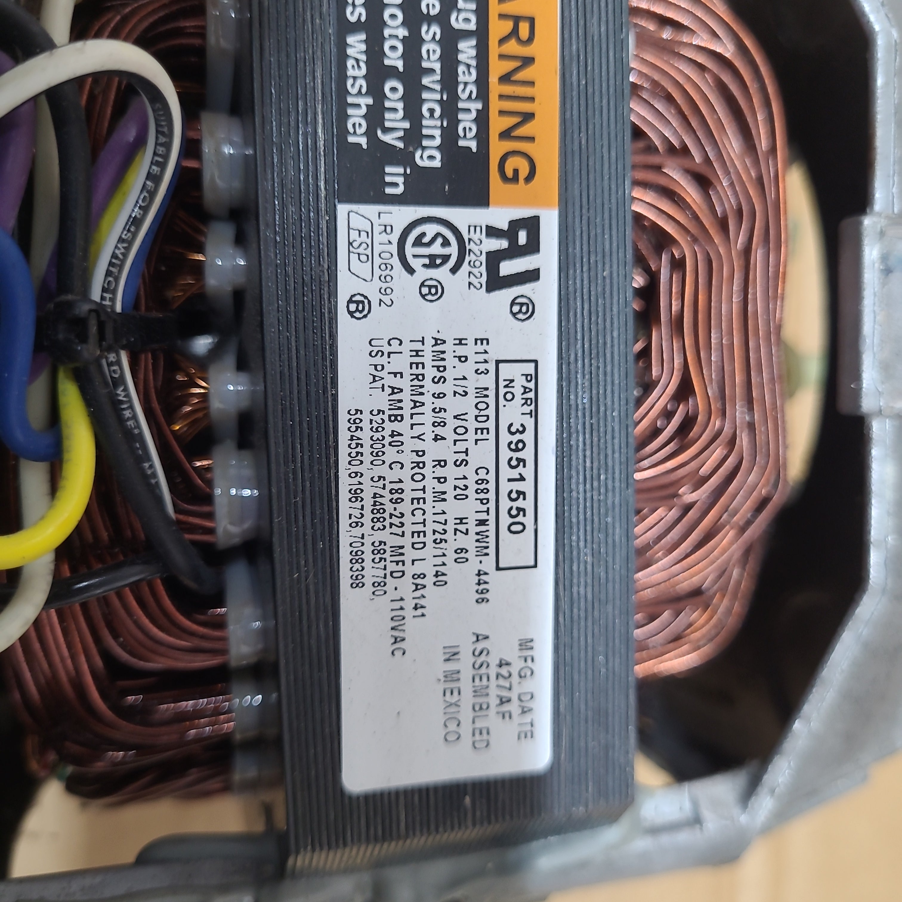 Whirlpool Washer Motor WP661600 Whirlpool Washer Motor WP661600